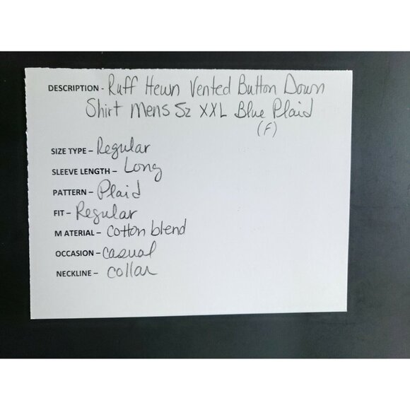 Ruff Hewn Vented Button Down Shirt Men's Size XXL Blue Plaid - Picture 7 of 7